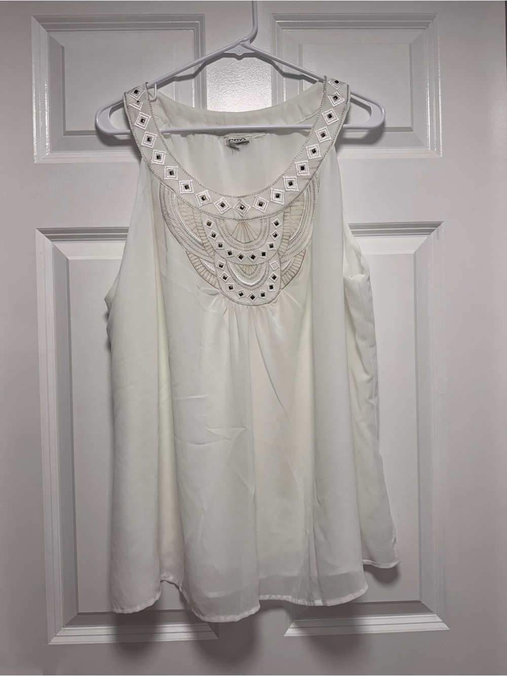 Cato White Embroidered Neckline Skirt size L